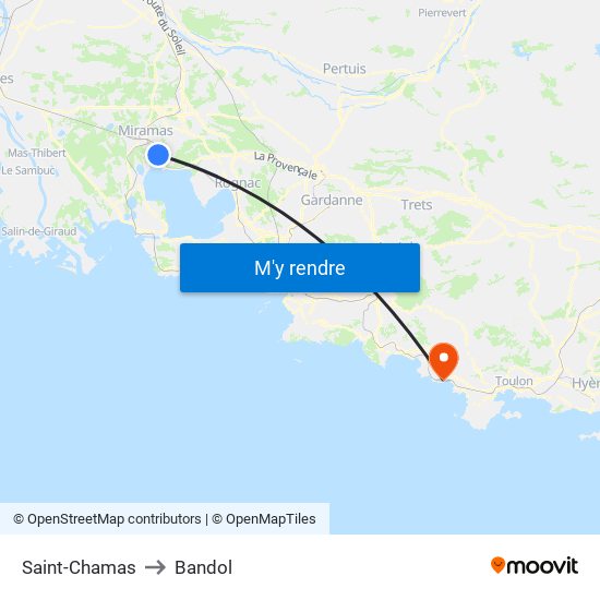 Saint-Chamas to Bandol map