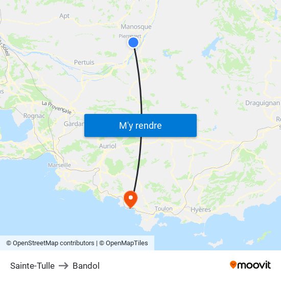 Sainte-Tulle to Bandol map