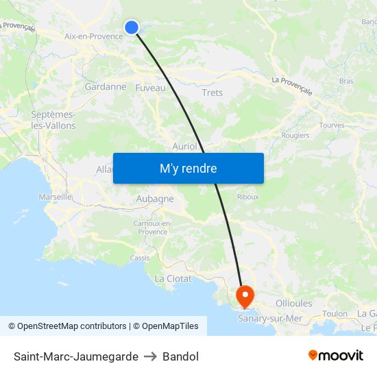 Saint-Marc-Jaumegarde to Bandol map