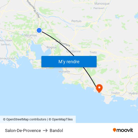 Salon-De-Provence to Bandol map