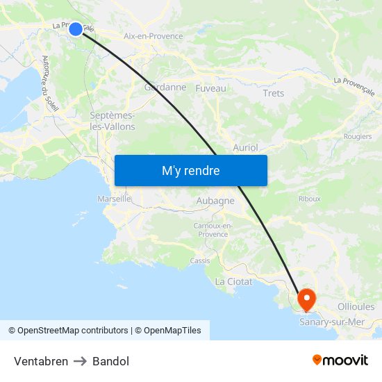 Ventabren to Bandol map