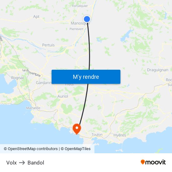 Volx to Bandol map