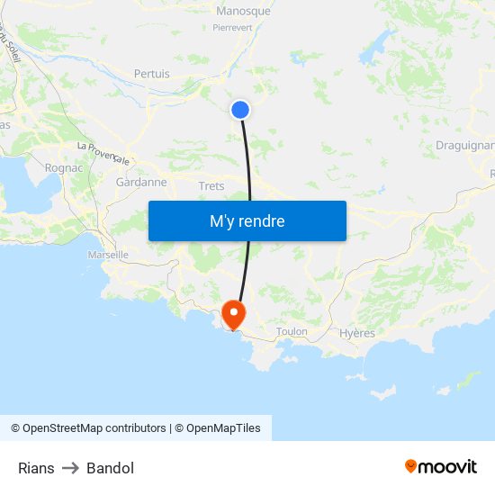 Rians to Bandol map