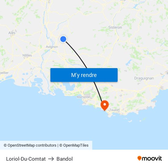 Loriol-Du-Comtat to Bandol map