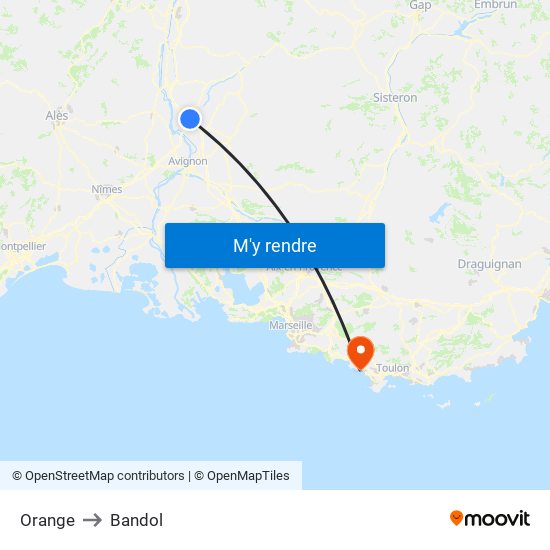 Orange to Bandol map