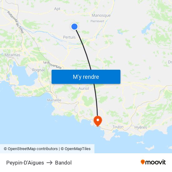 Peypin-D'Aigues to Bandol map