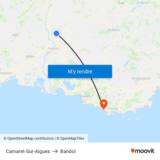 Camaret-Sur-Aigues to Bandol map