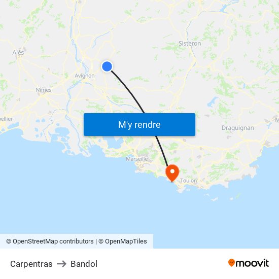 Carpentras to Bandol map