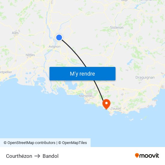 Courthézon to Bandol map