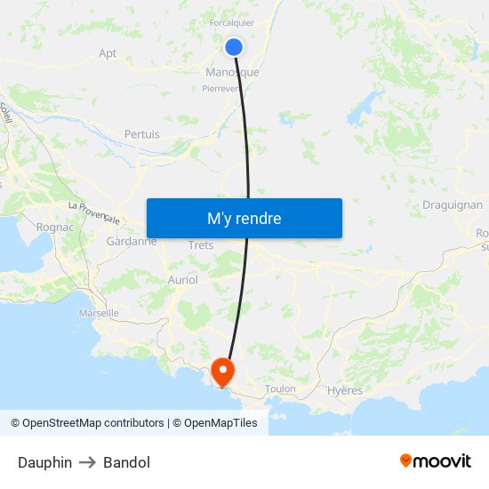 Dauphin to Bandol map