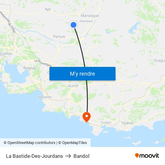 La Bastide-Des-Jourdans to Bandol map