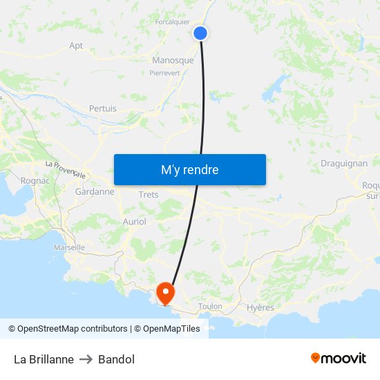 La Brillanne to Bandol map