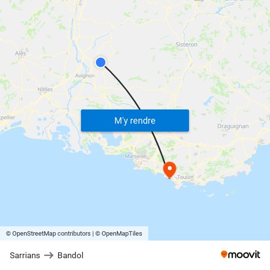 Sarrians to Bandol map