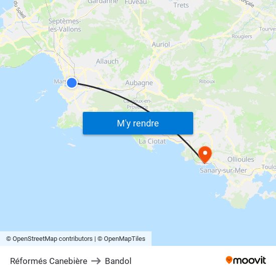 Réformés Canebière to Bandol map