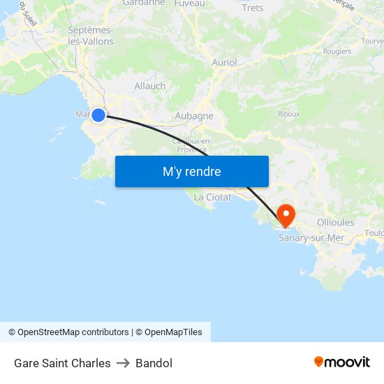 Gare Saint Charles to Bandol map