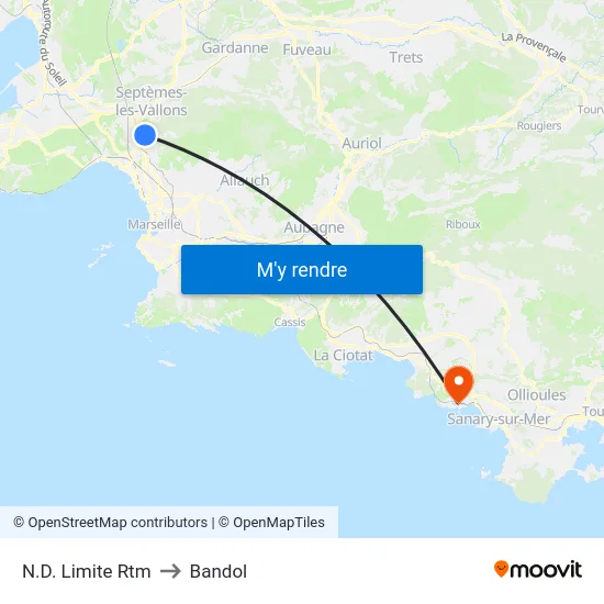 N.D. Limite Rtm to Bandol map