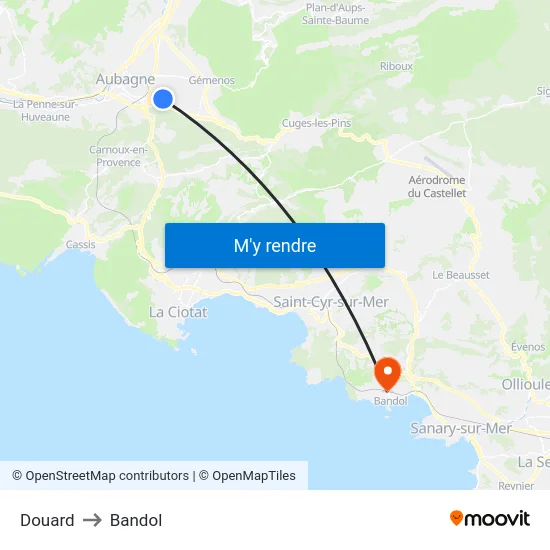 Douard to Bandol map