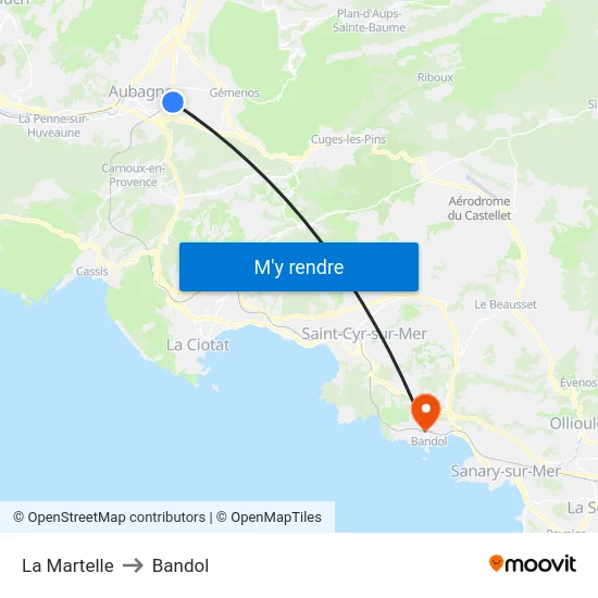 La Martelle to Bandol map