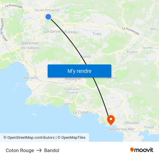 Coton Rouge to Bandol map