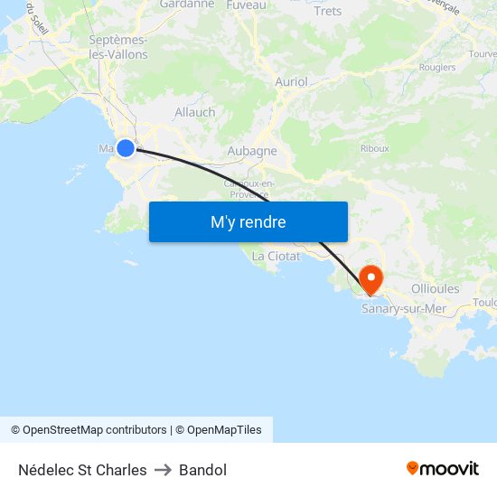 Nédelec St Charles to Bandol map