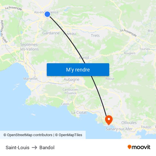 Saint-Louis to Bandol map