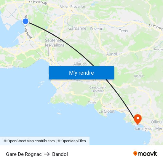 Gare De Rognac to Bandol map