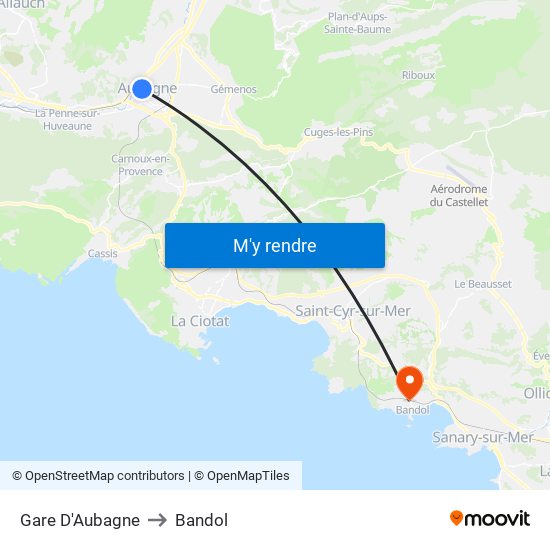 Gare D'Aubagne to Bandol map