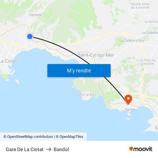 Gare De La Ciotat to Bandol map