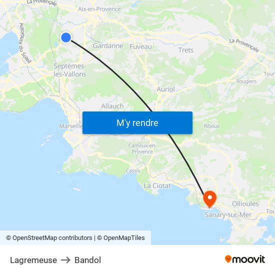 Lagremeuse to Bandol map