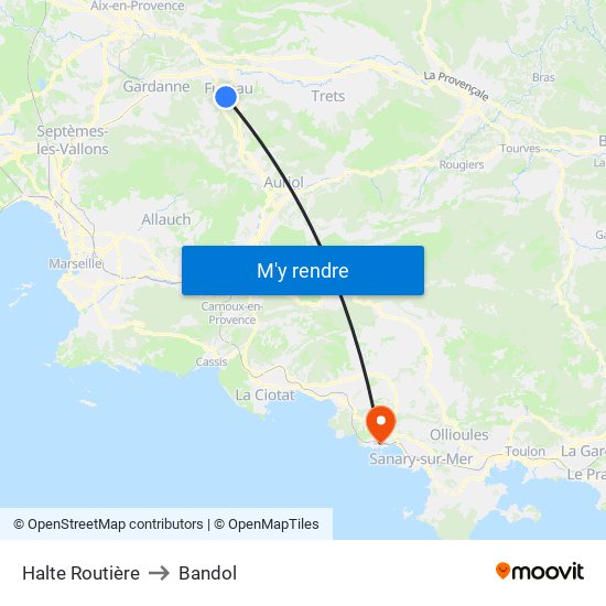 Halte Routière to Bandol map