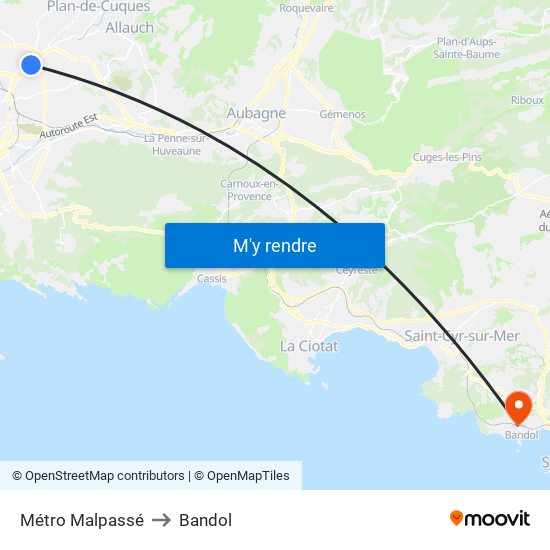 Métro Malpassé to Bandol map