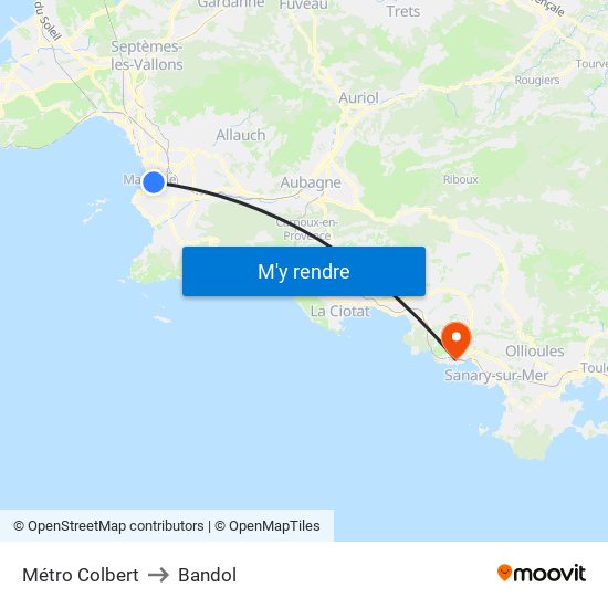 Métro Colbert to Bandol map
