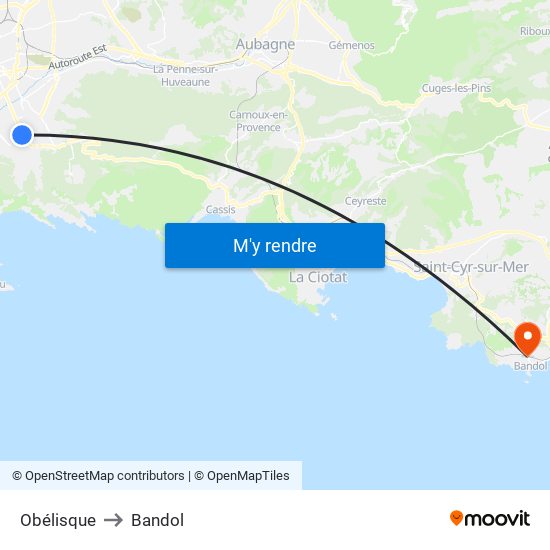 Obélisque to Bandol map