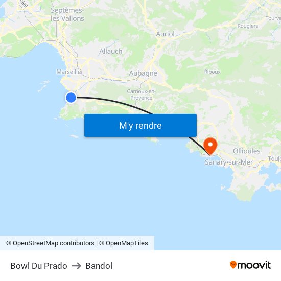 Bowl Du Prado to Bandol map