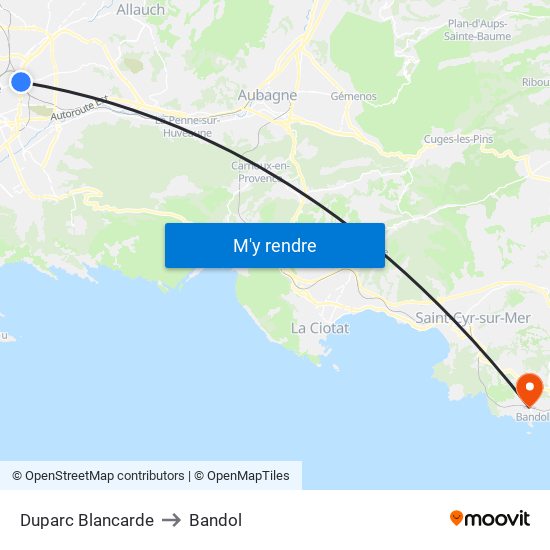 Duparc Blancarde to Bandol map