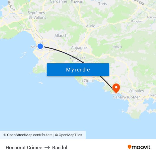 Honnorat Crimée to Bandol map