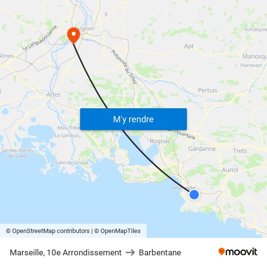 Marseille, 10e Arrondissement to Barbentane map