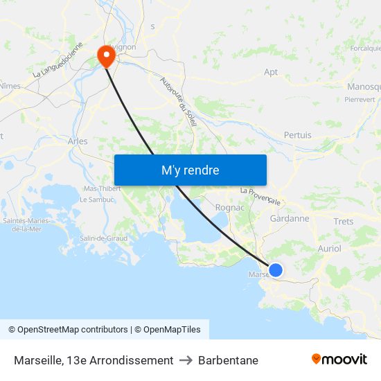 Marseille, 13e Arrondissement to Barbentane map