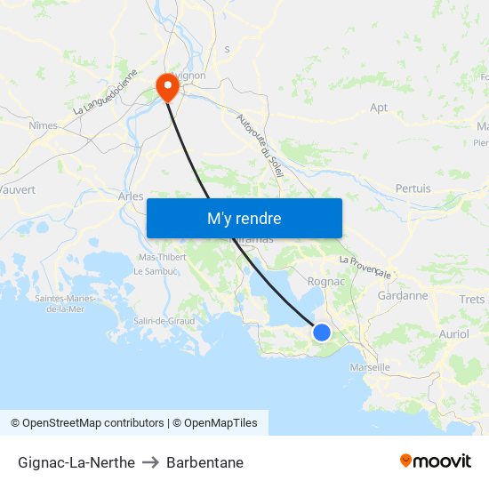 Gignac-La-Nerthe to Barbentane map