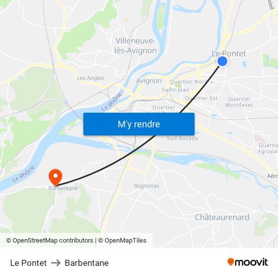 Le Pontet to Barbentane map