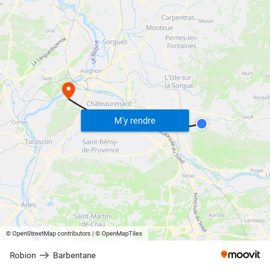 Robion to Barbentane map