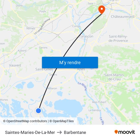 Saintes-Maries-De-La-Mer to Barbentane map