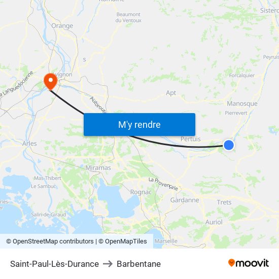 Saint-Paul-Lès-Durance to Barbentane map