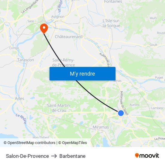 Salon-De-Provence to Barbentane map