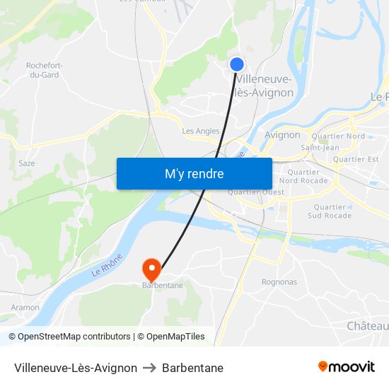 Villeneuve-Lès-Avignon to Barbentane map