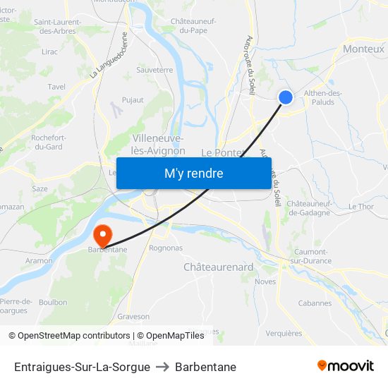 Entraigues-Sur-La-Sorgue to Barbentane map