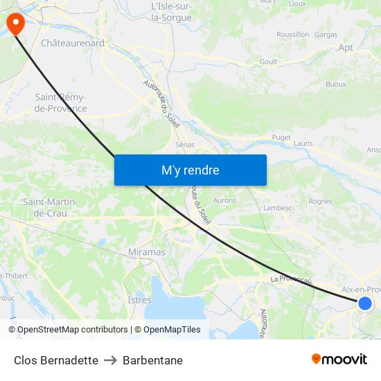 Clos Bernadette to Barbentane map
