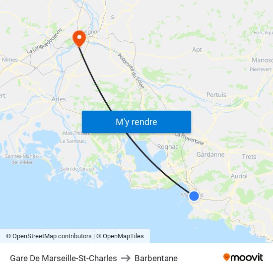 Gare De Marseille-St-Charles to Barbentane map