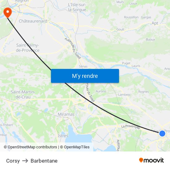 Corsy to Barbentane map