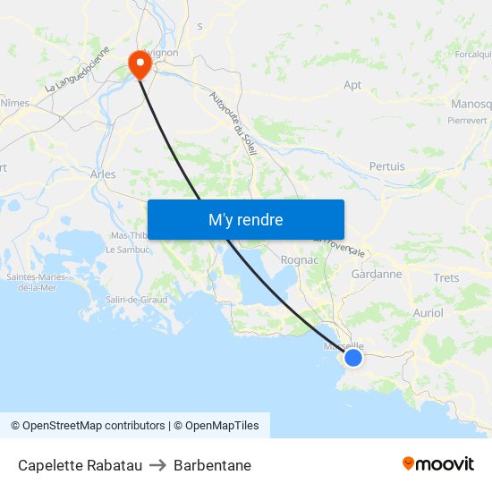 Capelette Rabatau to Barbentane map